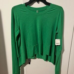 Free People Green Crop T-Shirt Medium